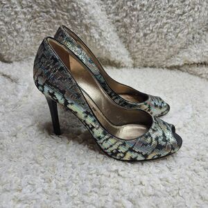Lanvin Womens Peep-toe Metallic‎ Iridescent Pumps sz 36